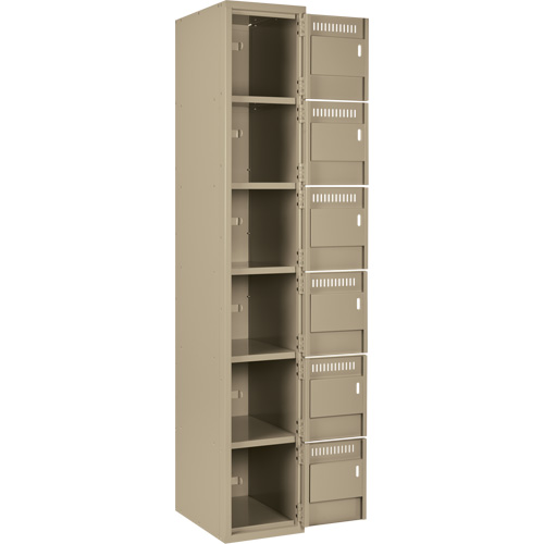 Clean Line Lockerette, 6 -tier, Bank of 4, 48" x 18" x 72", Steel, Beige, Rivet (Assembled) M & M Nord Ouest Inc