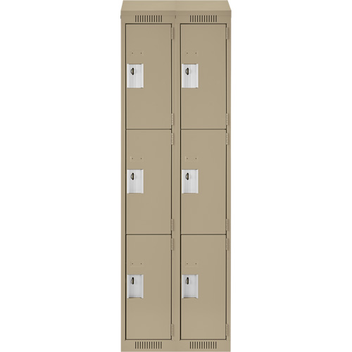 Clean Line Lockers, 3 -tier, Bank of 2, 24" x 18" x 78", Steel, Beige, Rivet (Assembled) M & M Nord Ouest Inc