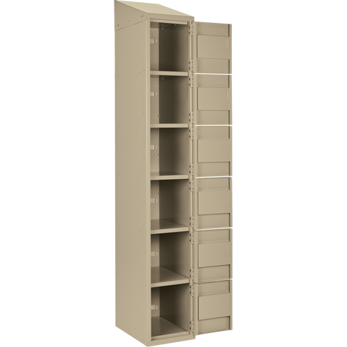 Clean Line Lockerette, 6 -tier, Bank of 3, 36" x 18" x 78", Steel, Beige, Rivet (Assembled) M & M Nord Ouest Inc