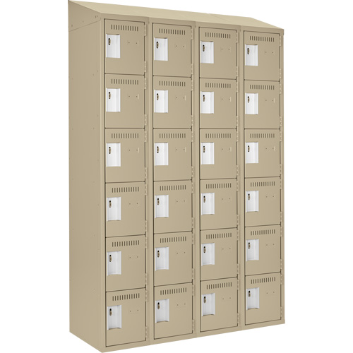 Clean Line Lockerette, 6 -tier, Bank of 4, 48" x 18" x 78", Steel, Beige, Rivet (Assembled) M & M Nord Ouest Inc