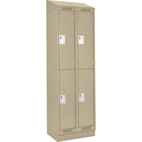 Clean Line Lockers, 2 -tier, Bank of 2, 24" x 18" x 82", Steel, Beige, Rivet (Assembled) M & M Nord Ouest Inc