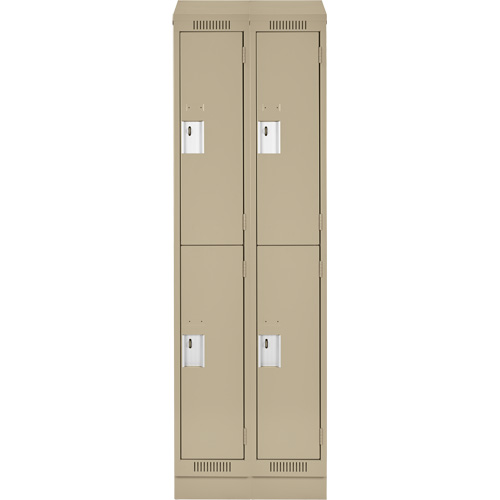 Clean Line Lockers, 2 -tier, Bank of 2, 24" x 18" x 82", Steel, Beige, Rivet (Assembled) M & M Nord Ouest Inc