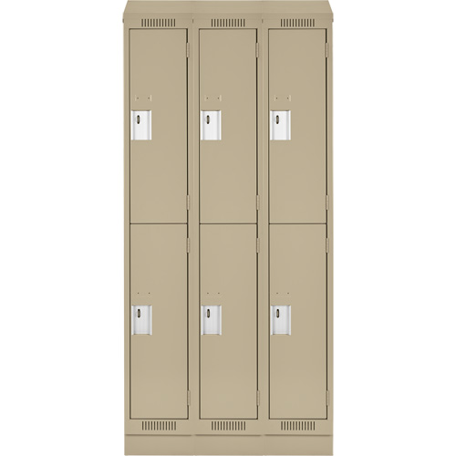Clean Line Lockers, 2 -tier, Bank of 3, 36" x 18" x 82", Steel, Beige, Rivet (Assembled) M & M Nord Ouest Inc
