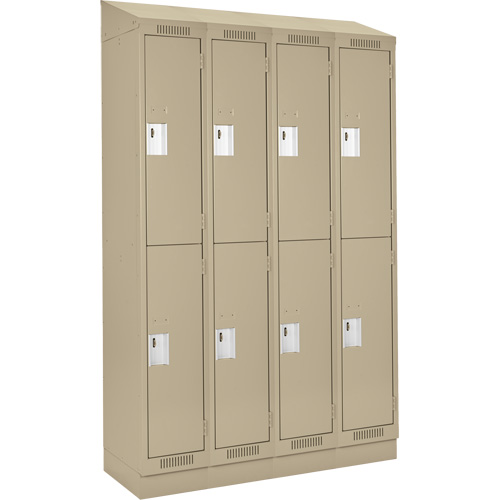 Clean Line Lockers, 2 -tier, Bank of 4, 48" x 18" x 82", Steel, Beige, Rivet (Assembled) M & M Nord Ouest Inc