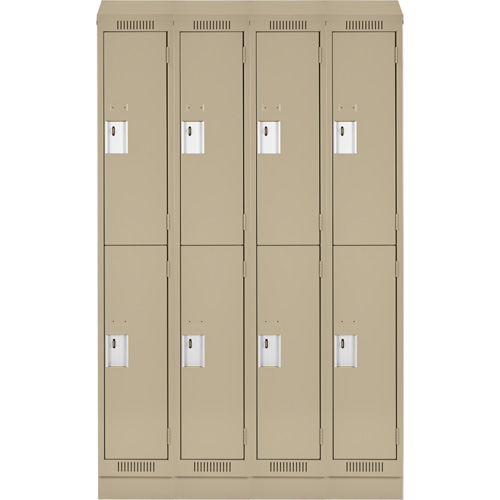 Clean Line Lockers, 2 -tier, Bank of 4, 48" x 18" x 82", Steel, Beige, Rivet (Assembled) M & M Nord Ouest Inc