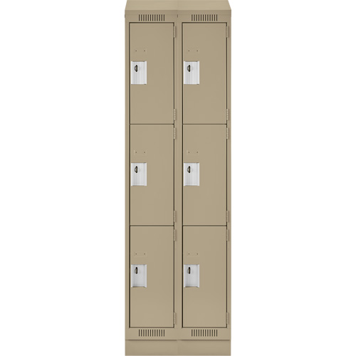 Clean Line Lockers, 3 -tier, Bank of 2, 24" x 18" x 82", Steel, Beige, Rivet (Assembled) M & M Nord Ouest Inc
