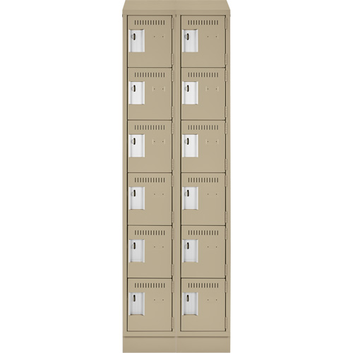 Clean Line Lockerette , 6 -tier, Bank of 2, 24" x 18" x 82", Steel, Beige, Rivet (Assembled) M & M Nord Ouest Inc