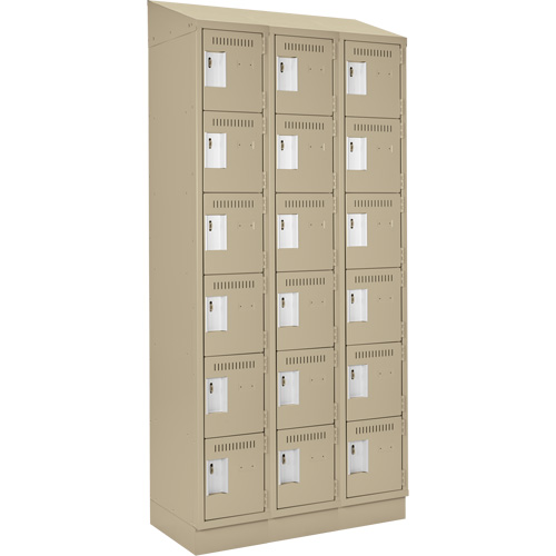 Clean Line Lockerette , 6 -tier, Bank of 3, 36" x 18" x 82", Steel, Beige, Rivet (Assembled) M & M Nord Ouest Inc