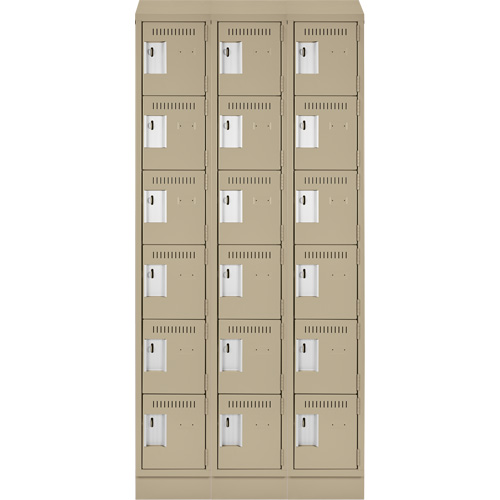 Clean Line Lockerette , 6 -tier, Bank of 3, 36" x 18" x 82", Steel, Beige, Rivet (Assembled) M & M Nord Ouest Inc