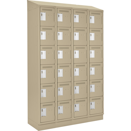 Clean Line Lockerette , 6 -tier, Bank of 4, 48" x 18" x 82", Steel, Beige, Rivet (Assembled) M & M Nord Ouest Inc