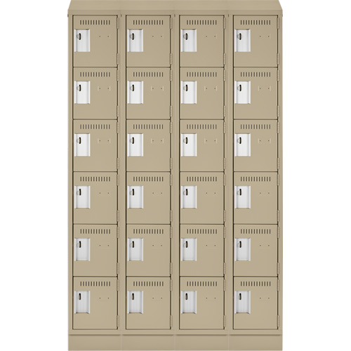 Clean Line Lockerette , 6 -tier, Bank of 4, 48" x 18" x 82", Steel, Beige, Rivet (Assembled) M & M Nord Ouest Inc