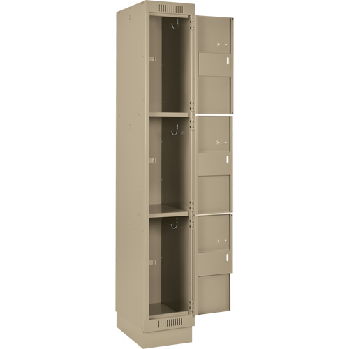 Clean Line Lockers, 3 -tier, Bank of 3, 36" x 18" x 76", Steel, Beige, Rivet (Assembled) M & M Nord Ouest Inc