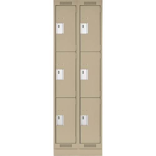 Clean Line Lockers, 3 -tier, Bank of 2, 24" x 18" x 76", Steel, Beige, Rivet (Assembled) M & M Nord Ouest Inc