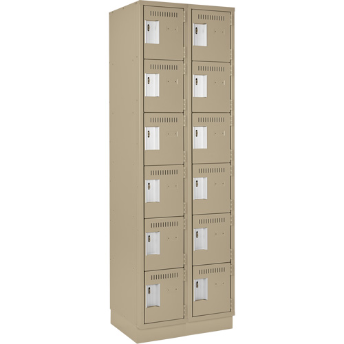 Clean Line Lockerette, 6 -tier, Bank of 2, 24" x 18" x 76", Steel, Beige, Rivet (Assembled) M & M Nord Ouest Inc