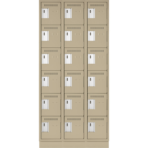 Clean Line Lockerette, 6 -tier, Bank of 3, 36" x 18" x 76", Steel, Beige, Rivet (Assembled) M & M Nord Ouest Inc
