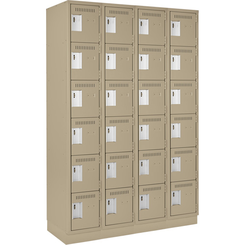 Clean Line Lockerette, 6 -tier, Bank of 4, 48" x 18" x 76", Steel, Beige, Rivet (Assembled) M & M Nord Ouest Inc