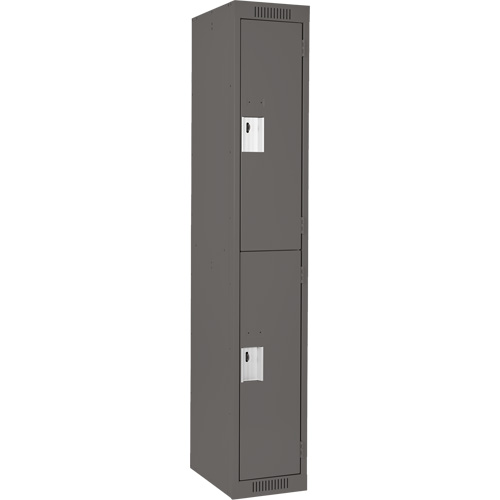 Clean Line Lockers, 2 -tier, 12" x 18" x 72", Steel, Charcoal, Rivet (Assembled) M & M Nord Ouest Inc