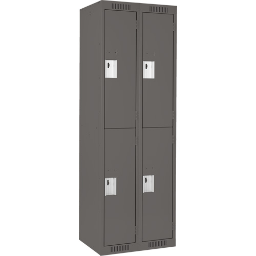 Clean Line Lockers, 2 -tier, Bank of 2, 24" x 18" x 72", Steel, Charcoal, Rivet (Assembled) M & M Nord Ouest Inc