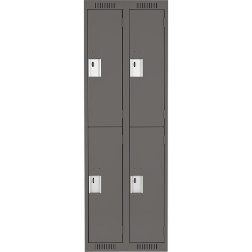 Clean Line Lockers, 2 -tier, Bank of 2, 24" x 18" x 72", Steel, Charcoal, Rivet (Assembled) M & M Nord Ouest Inc