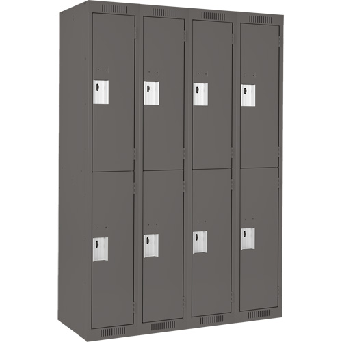 Clean Line Lockers, 2 -tier, Bank of 4, 48" x 18" x 72", Steel, Charcoal, Rivet (Assembled) M & M Nord Ouest Inc