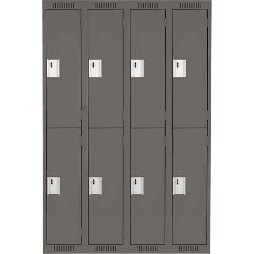 Clean Line Lockers, 2 -tier, Bank of 4, 48" x 18" x 72", Steel, Charcoal, Rivet (Assembled) M & M Nord Ouest Inc