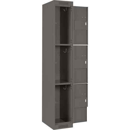 Clean Line Lockers, 3 -tier, Bank of 4, 48" x 18" x 72", Steel, Charcoal, Rivet (Assembled) M & M Nord Ouest Inc