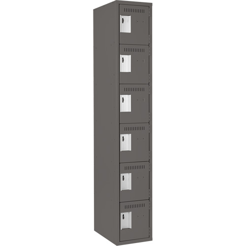 Clean Line Lockerette, 6 -tier, 12" x 18" x 72", Steel, Charcoal, Rivet (Assembled) M & M Nord Ouest Inc