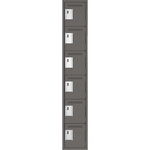 Clean Line Lockerette, 6 -tier, 12" x 18" x 72", Steel, Charcoal, Rivet (Assembled) M & M Nord Ouest Inc