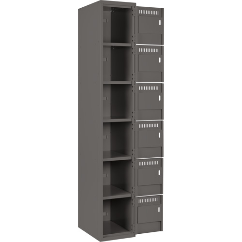 Clean Line Lockerette, 6 -tier, Bank of 4, 48" x 18" x 72", Steel, Charcoal, Rivet (Assembled) M & M Nord Ouest Inc