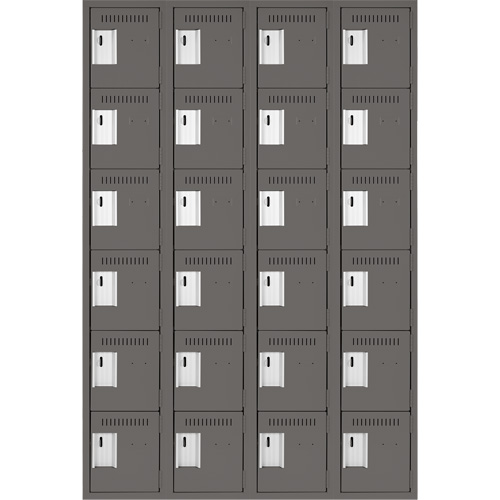 Clean Line Lockerette, 6 -tier, Bank of 4, 48" x 18" x 72", Steel, Charcoal, Rivet (Assembled) M & M Nord Ouest Inc
