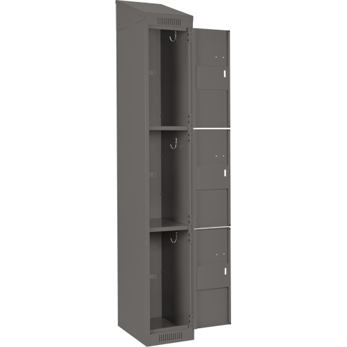 Clean Line Lockers, 3 -tier, Bank of 4, 48" x 18" x 78", Steel, Charcoal, Rivet (Assembled) M & M Nord Ouest Inc