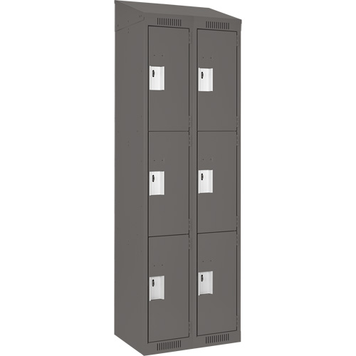 Clean Line Lockers, 3 -tier, Bank of 2, 24" x 18" x 78", Steel, Charcoal, Rivet (Assembled) M & M Nord Ouest Inc