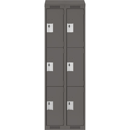 Clean Line Lockers, 3 -tier, Bank of 2, 24" x 18" x 78", Steel, Charcoal, Rivet (Assembled) M & M Nord Ouest Inc