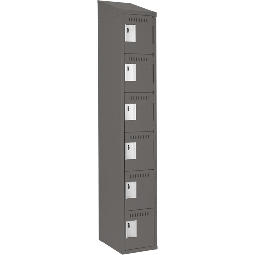 Clean Line Lockerette, 6 -tier, 12" x 18" x 78", Steel, Charcoal, Rivet (Assembled) M & M Nord Ouest Inc