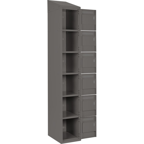 Clean Line Lockerette, 6 -tier, Bank of 4, 48" x 18" x 78", Steel, Charcoal, Rivet (Assembled) M & M Nord Ouest Inc