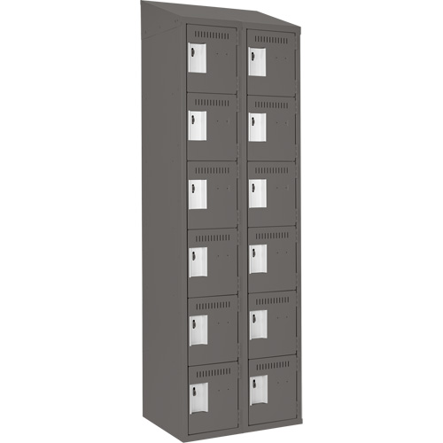 Clean Line Lockerette, 6 -tier, Bank of 2, 24" x 18" x 78", Steel, Charcoal, Rivet (Assembled) M & M Nord Ouest Inc
