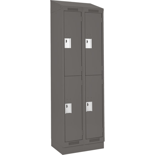 Clean Line Lockers, 2 -tier, Bank of 2, 24" x 18" x 82", Steel, Charcoal, Rivet (Assembled) M & M Nord Ouest Inc