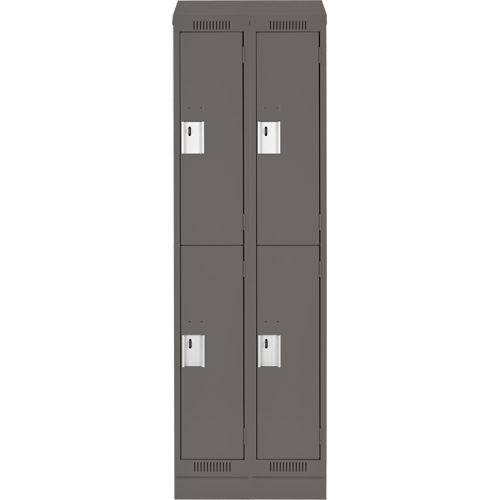 Clean Line Lockers, 2 -tier, Bank of 2, 24" x 18" x 82", Steel, Charcoal, Rivet (Assembled) M & M Nord Ouest Inc