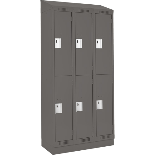 Clean Line Lockers, 2 -tier, Bank of 3, 36" x 18" x 82", Steel, Charcoal, Rivet (Assembled) M & M Nord Ouest Inc