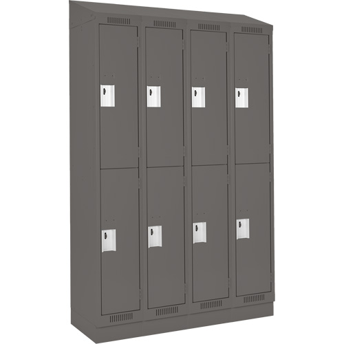 Clean Line Lockers, 2 -tier, Bank of 4, 48" x 18" x 82", Steel, Charcoal, Rivet (Assembled) M & M Nord Ouest Inc