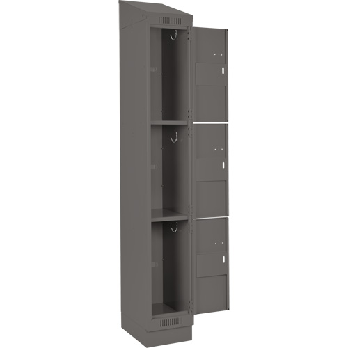 Clean Line Lockers, 3 -tier, Bank of 4, 48" x 18" x 82", Steel, Charcoal, Rivet (Assembled) M & M Nord Ouest Inc