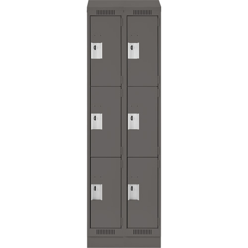Clean Line Lockers, 3 -tier, Bank of 2, 24" x 18" x 82", Steel, Charcoal, Rivet (Assembled) M & M Nord Ouest Inc
