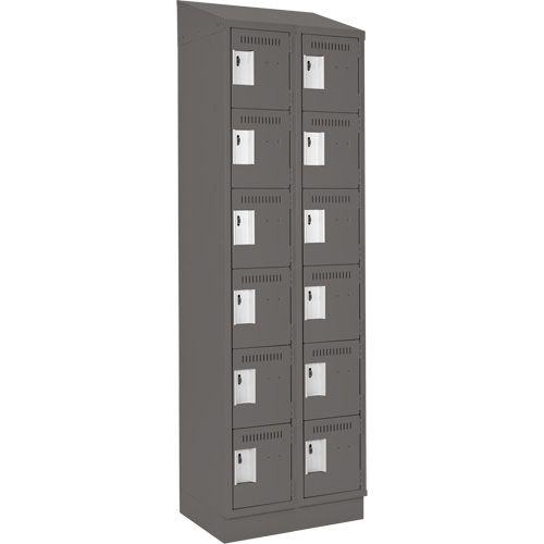 Clean Line Lockerette, 6 -tier, Bank of 2, 24" x 18" x 82", Steel, Charcoal, Rivet (Assembled) M & M Nord Ouest Inc