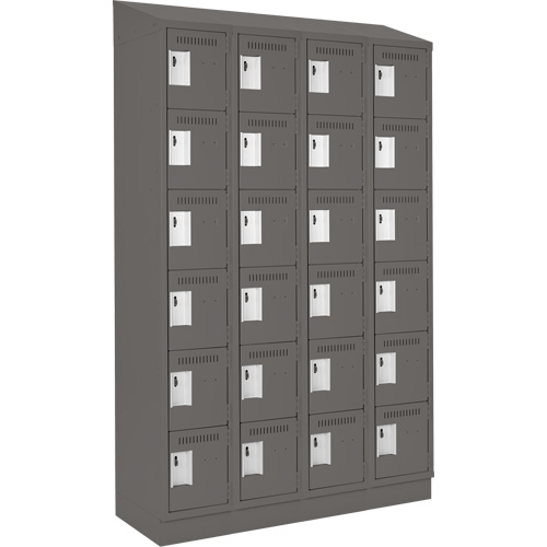 Clean Line Lockerette, 6 -tier, Bank of 4, 48" x 18" x 82", Steel, Charcoal, Rivet (Assembled) M & M Nord Ouest Inc