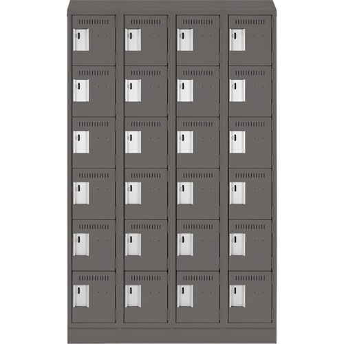 Clean Line Lockerette, 6 -tier, Bank of 4, 48" x 18" x 82", Steel, Charcoal, Rivet (Assembled) M & M Nord Ouest Inc