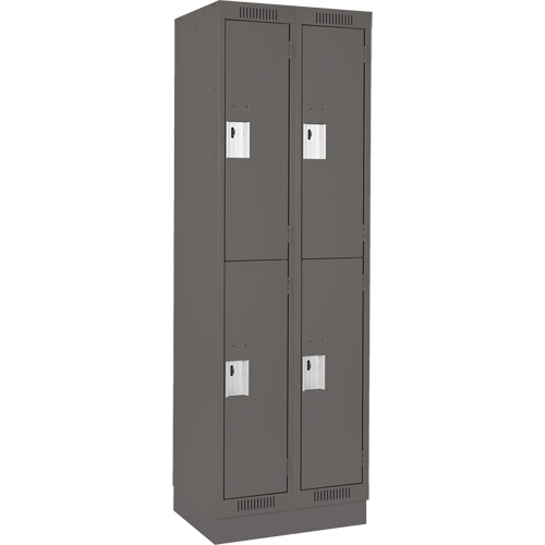 Clean Line Lockers, 2 -tier, Bank of 2, 24" x 18" x 76", Steel, Charcoal, Rivet (Assembled) M & M Nord Ouest Inc