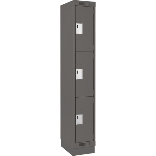 Clean Line Lockers, 3 -tier, 12" x 18" x 76", Steel, Charcoal, Rivet (Assembled) M & M Nord Ouest Inc