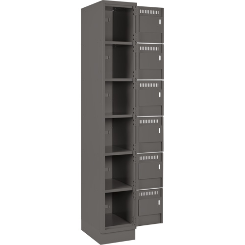 Clean Line Lockerette, 6 -tier, Bank of 4, 48" x 18" x 76", Steel, Charcoal, Rivet (Assembled) M & M Nord Ouest Inc