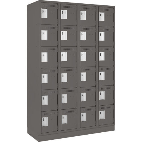 Clean Line Lockerette, 6 -tier, Bank of 4, 48" x 18" x 76", Steel, Charcoal, Rivet (Assembled) M & M Nord Ouest Inc