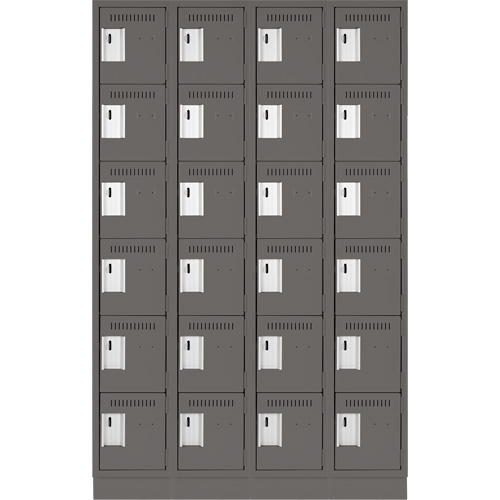 Clean Line Lockerette, 6 -tier, Bank of 4, 48" x 18" x 76", Steel, Charcoal, Rivet (Assembled) M & M Nord Ouest Inc